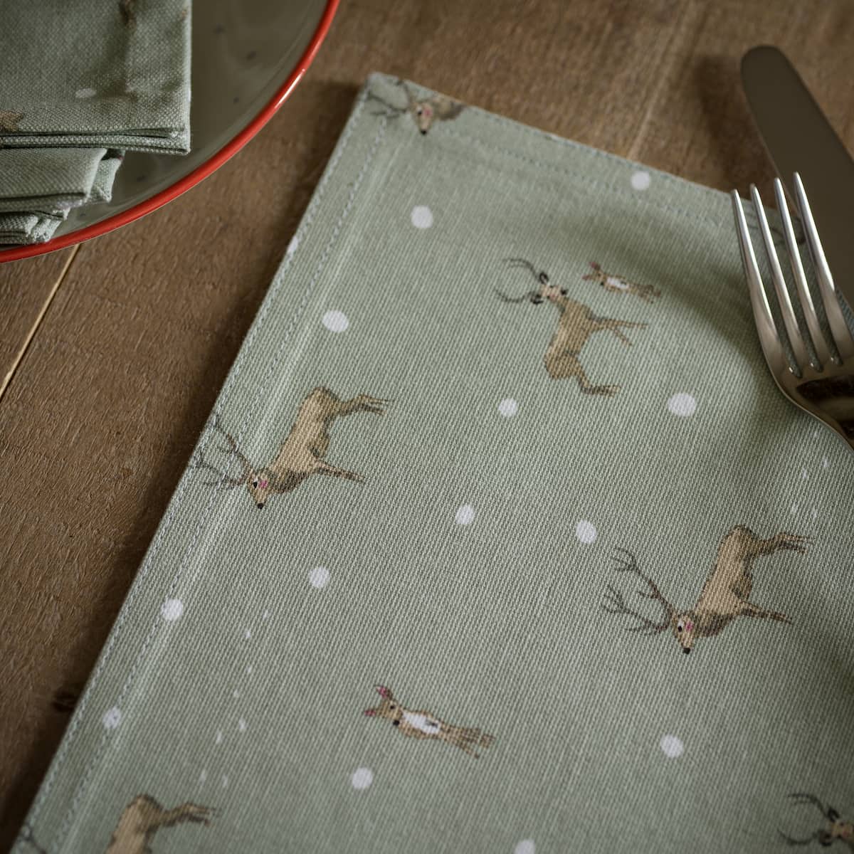 Christmas Stags Fabric Placemat (Set of 2) by Sophie Allport