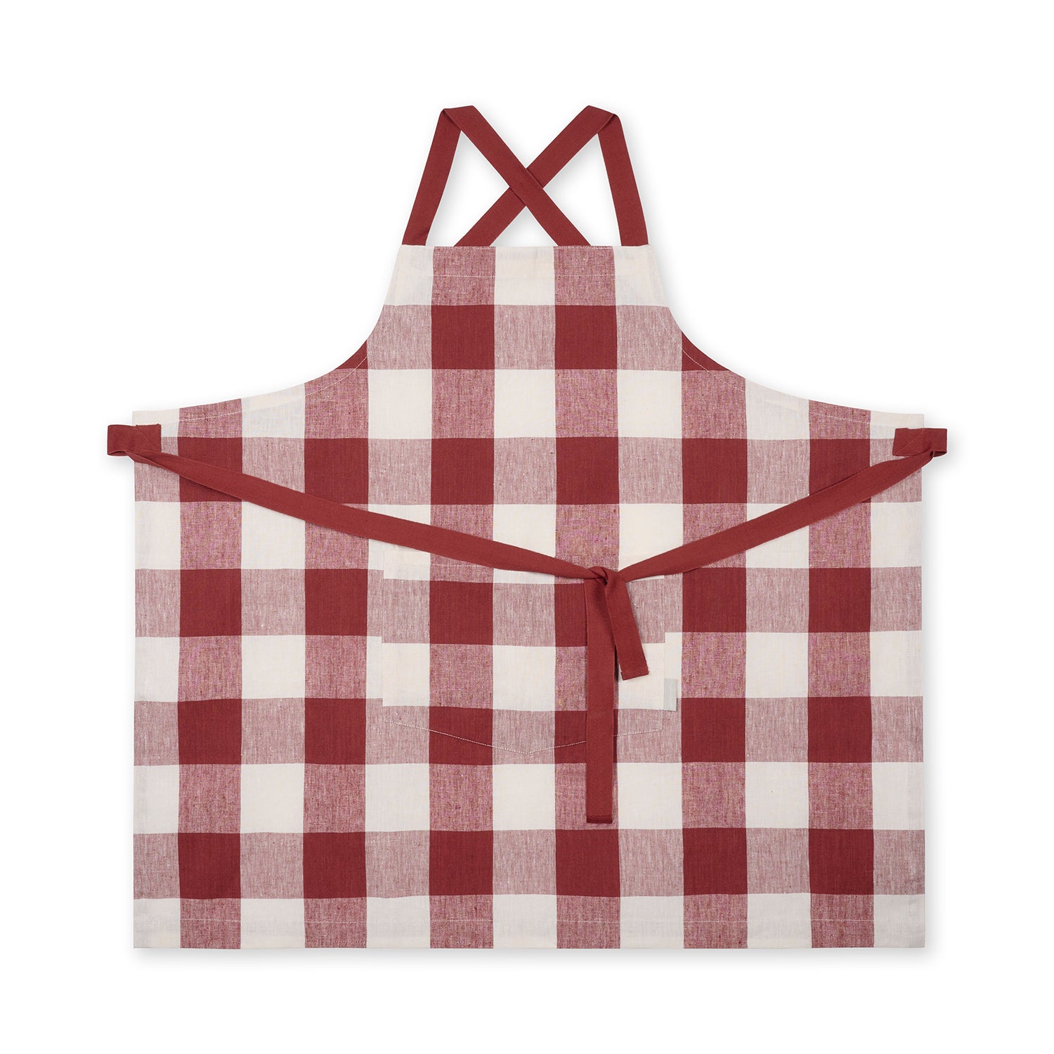 Rustic Red Gingham Linen Cross Back Apron by Sophie Allport