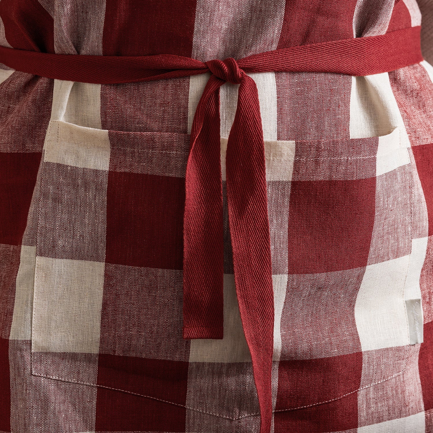 Rustic Red Gingham Linen Cross Back Apron by Sophie Allport