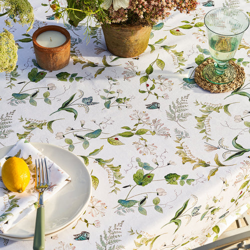 White table runner with floral print by Sophie Allport detail
