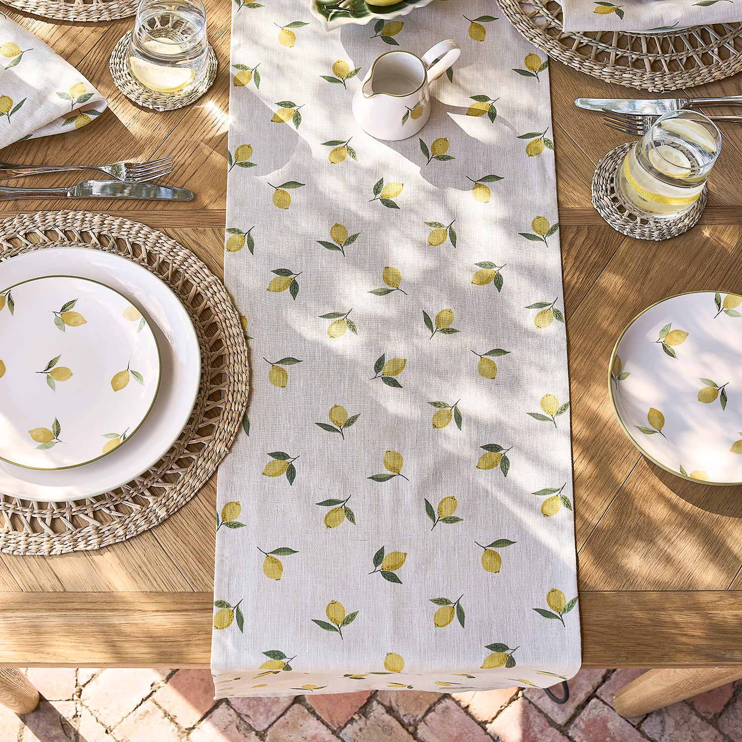 Lemons Linen Table Runner by Sophie Allport