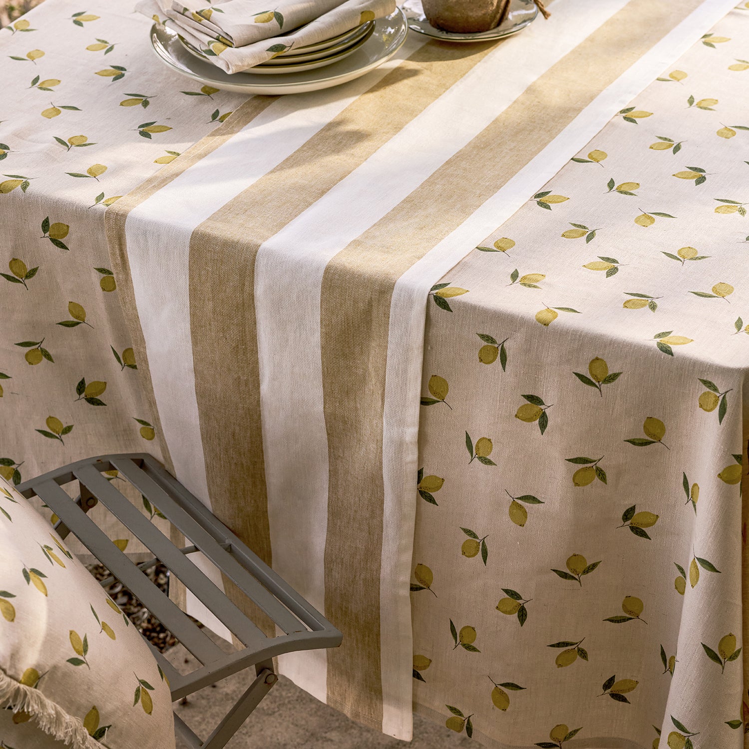 Witham Sand Stripe Linen Table Runner by Sophie Allport