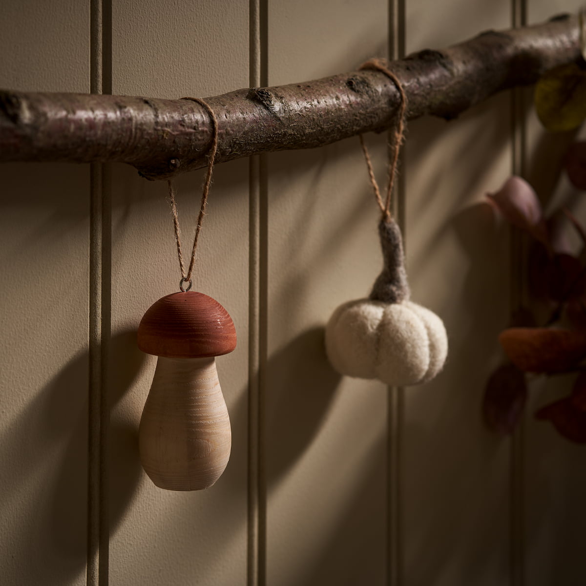 Brown Wooden Mushroom Hanger by Sophie Allport