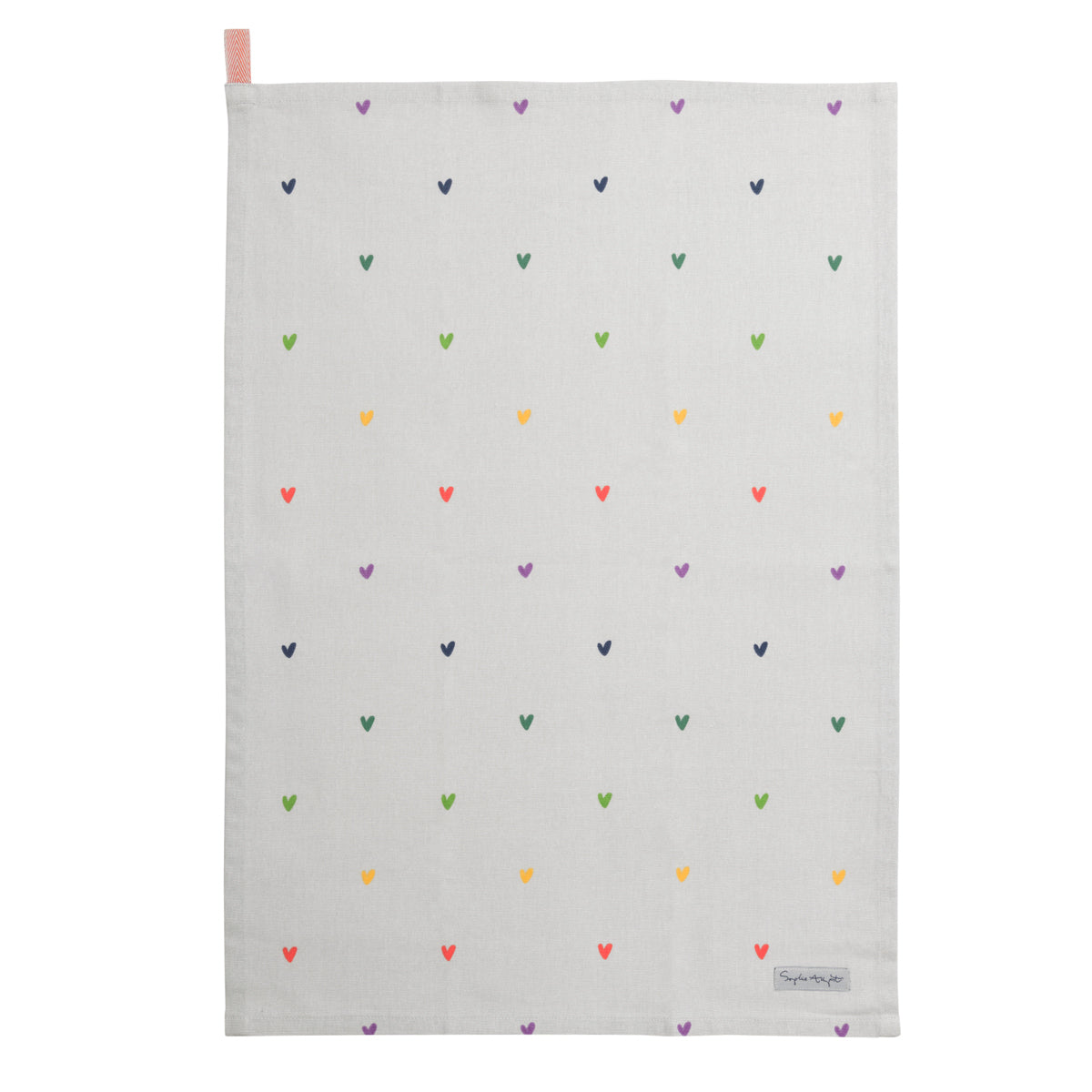 Multicoloured Hearts Tea Towel by Sophie Allport