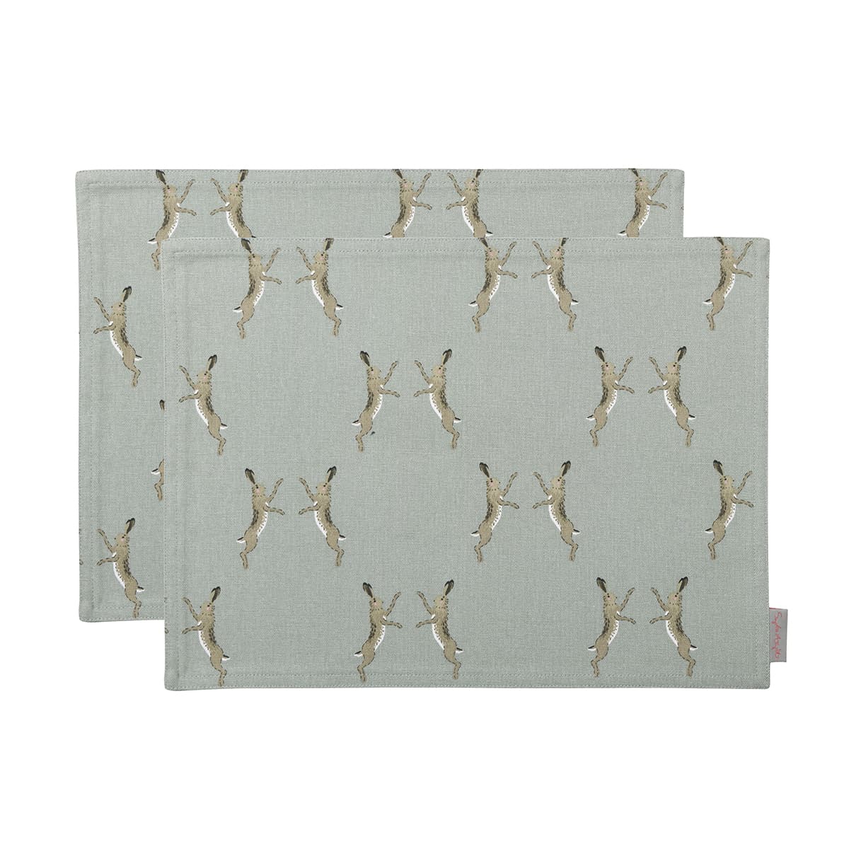 Boxing Hares Fabric Placemats (Set of 2) by Sophie Allport