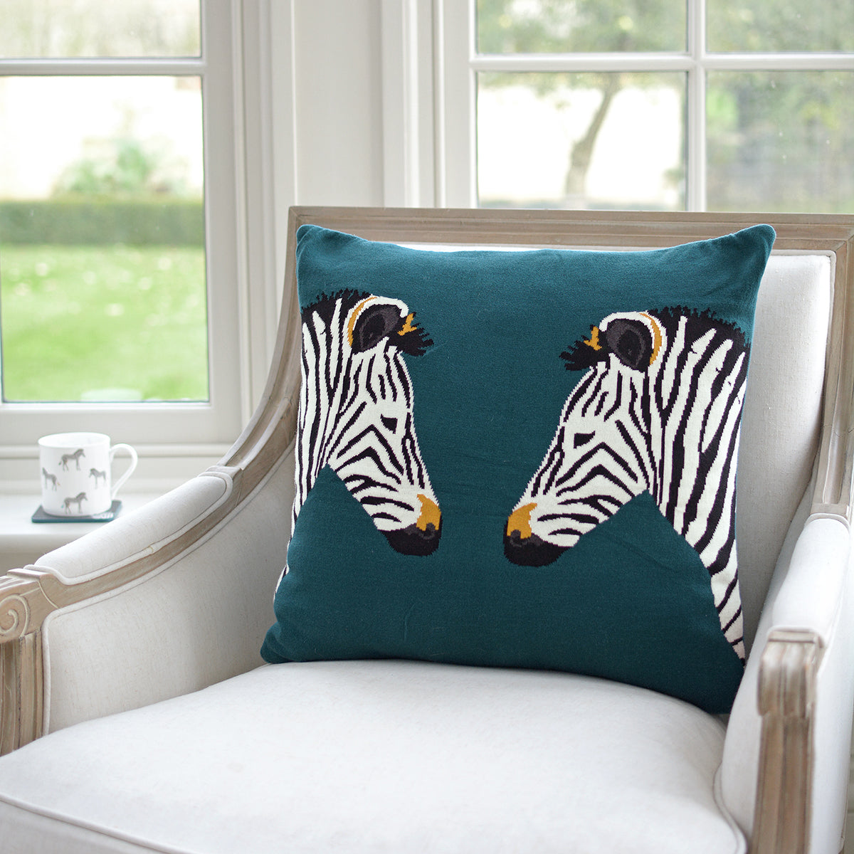 Zebra Knitted Cushion by Sophie Allport