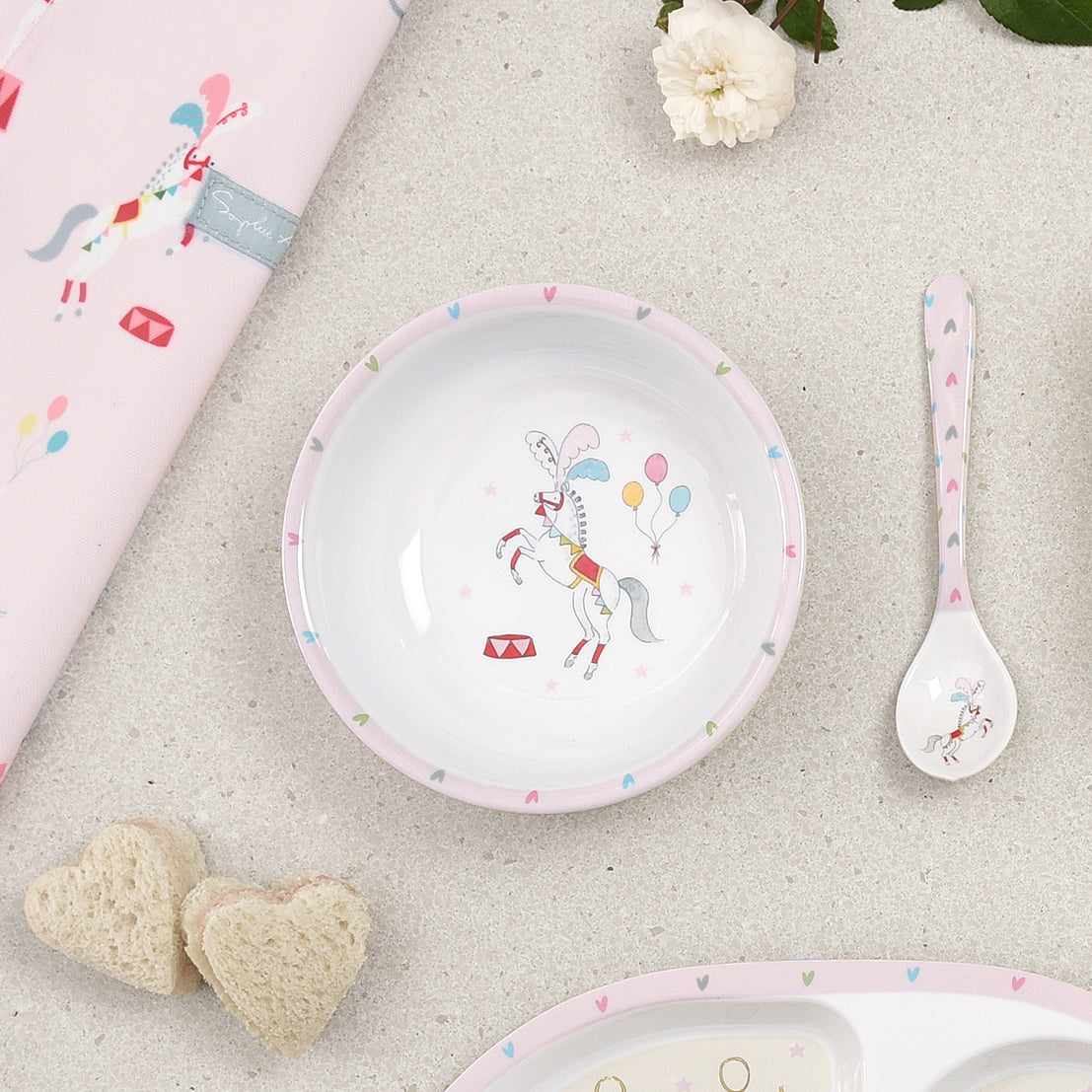 Fairground Ponies Childrens Melamine Baby Spoon by Sophie Allport