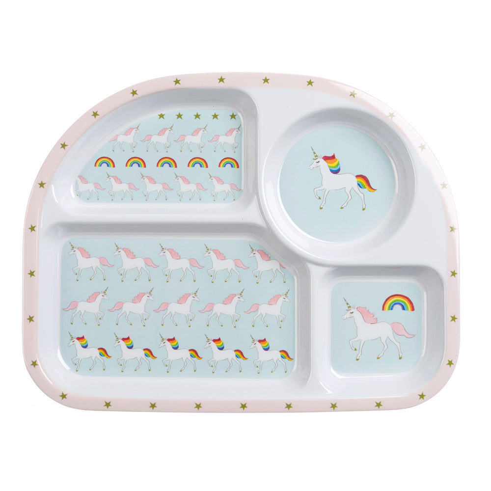 Unicorn Childrens Melamine Divider Plate by Sophie Allport