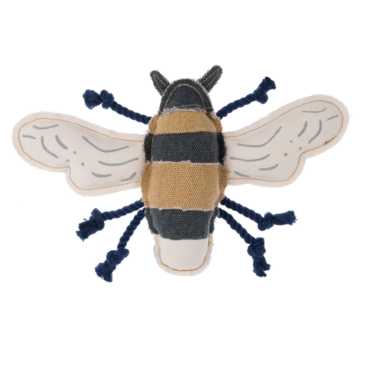 Dog toy shaped as a bee with rope legs by Sophie Allport