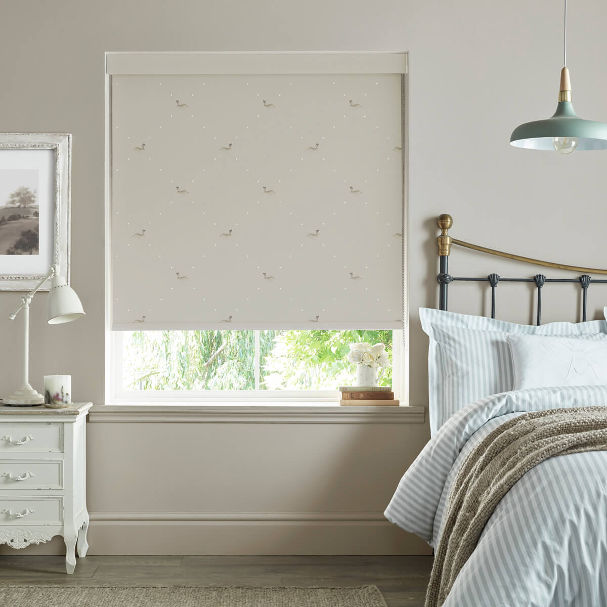 Hare Linen Roller Blind Sample by Sophie Allport