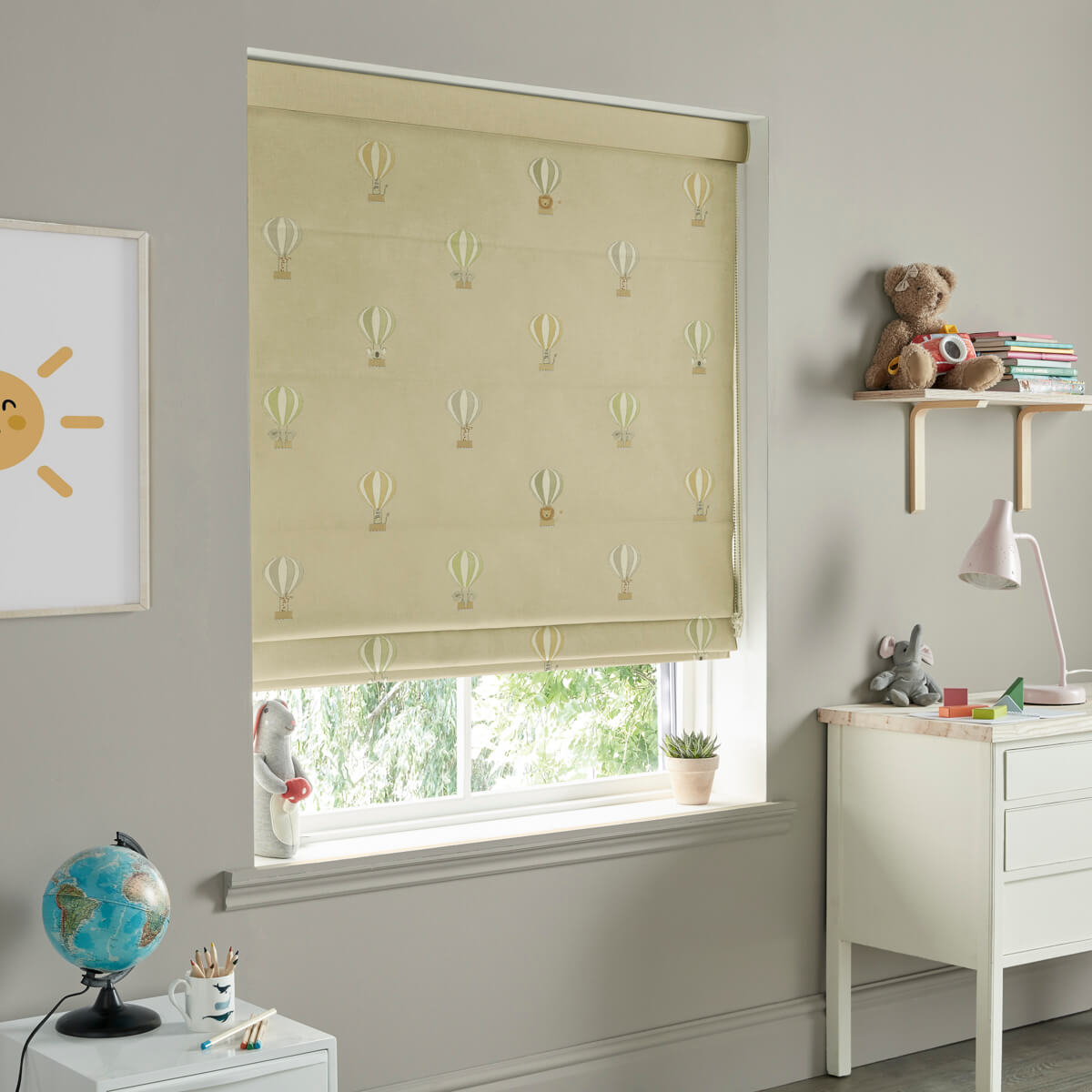 Bears & Balloons Pale Rust Gold Made to Measure Roman Blind