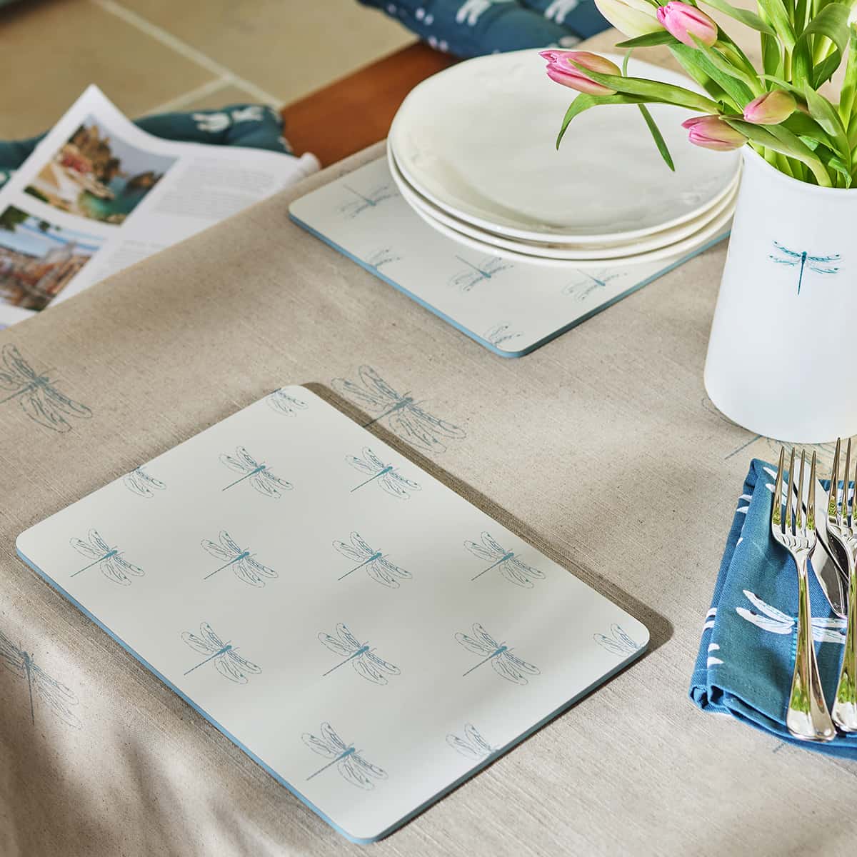 Dragonfly White Placemats (Set of 4) by Sophie Allport