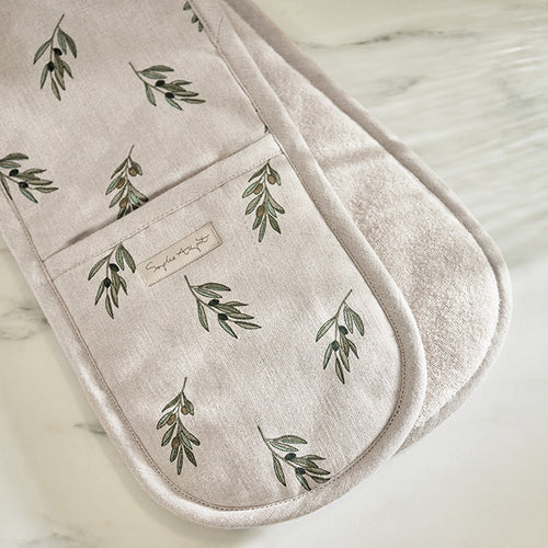 Olive Linen Double Oven Glove by Sophie Allport