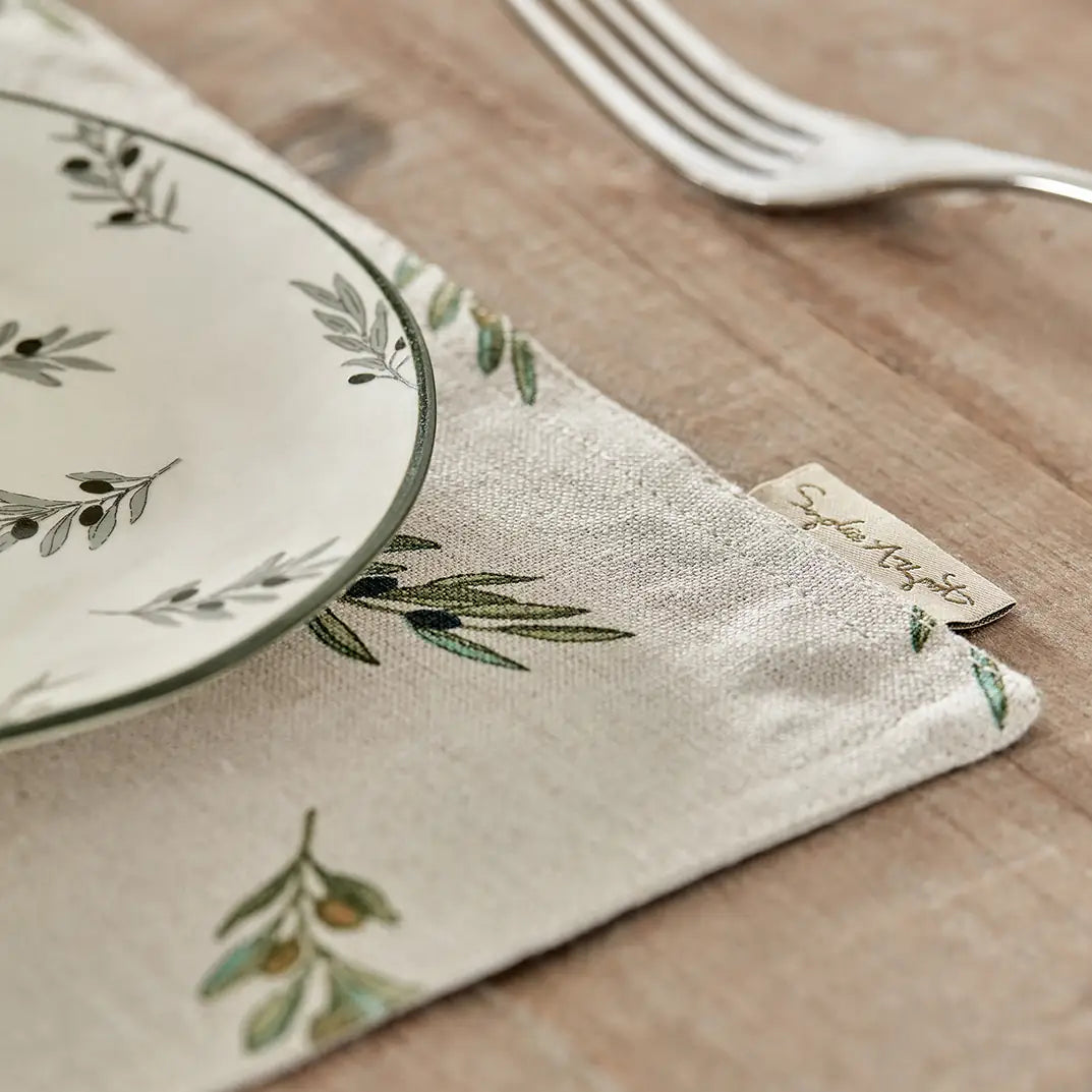 Olive Linen Fabric Placemat (Set of 2) by Sophie Allport