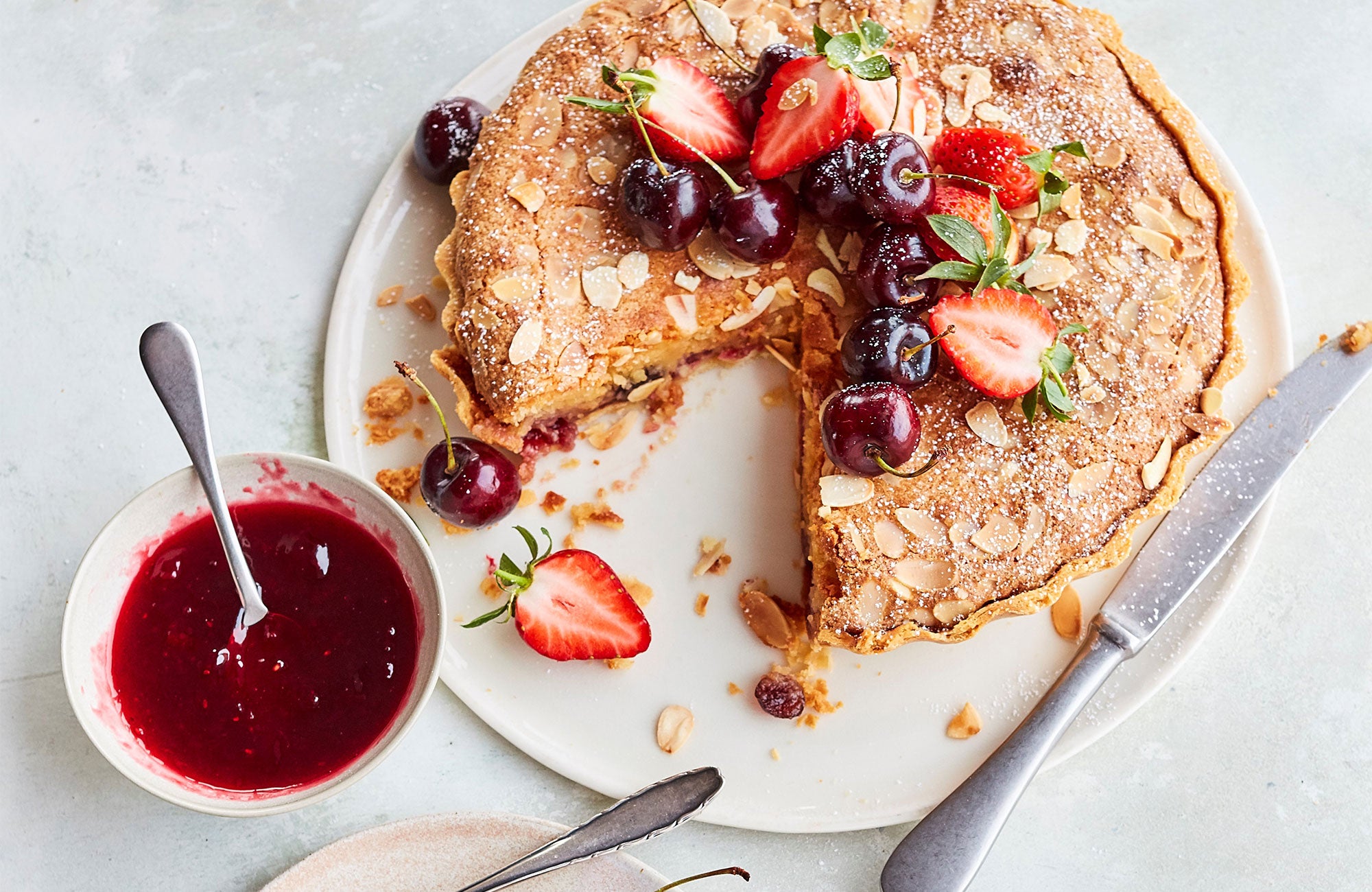 Delicious Cherry & Raspberry Bakewell Tart Recipe