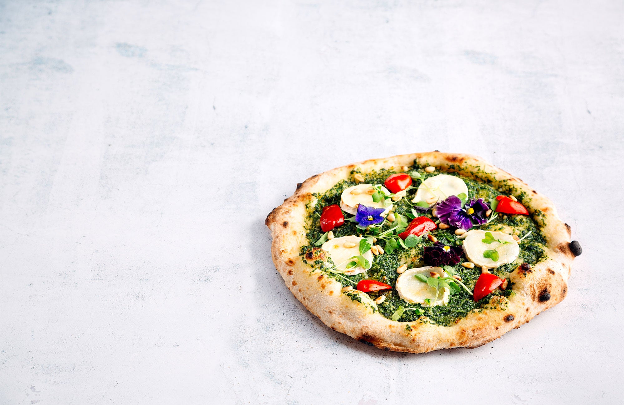 Green Pesto & Goats’ Cheese Pizza