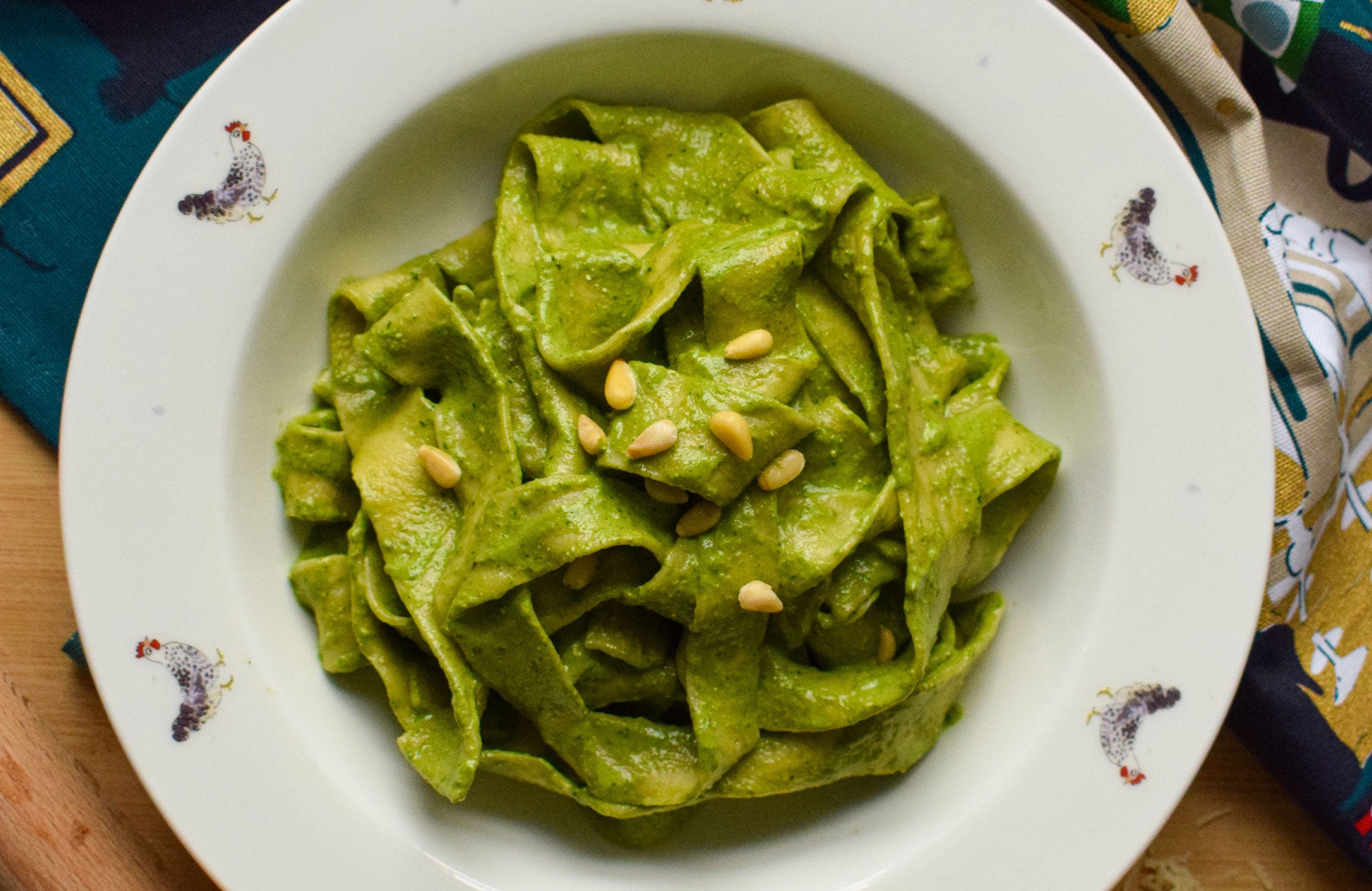 Easy Pappardelle Pasta with Fresh Pesto