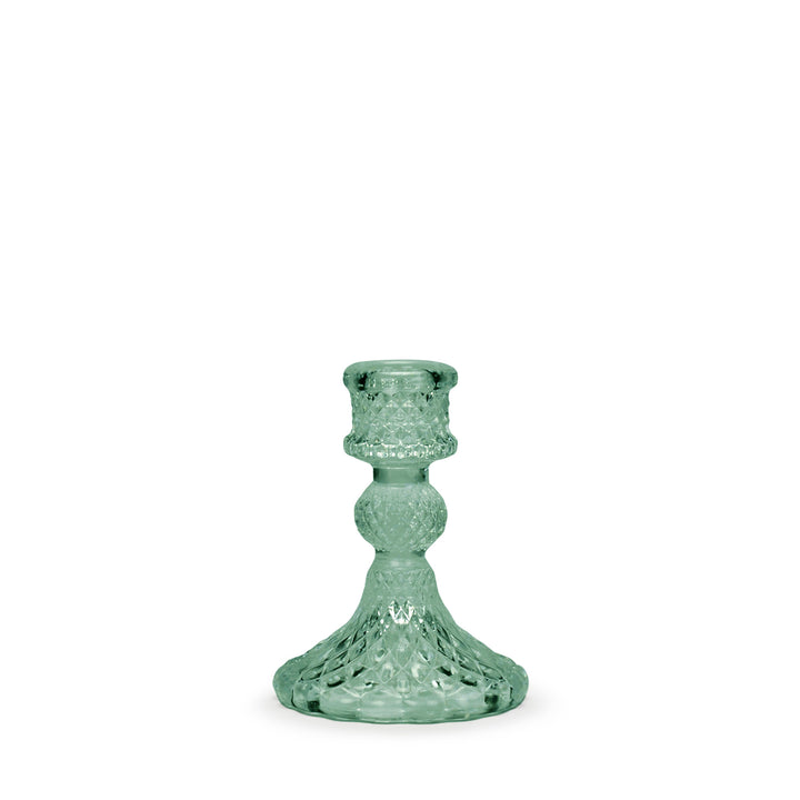 Green Harlequin Glass Candlestick