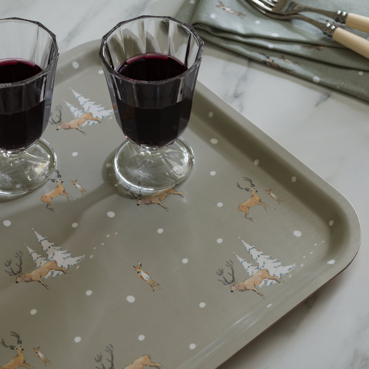 Christmas Stags Large Printed Tray