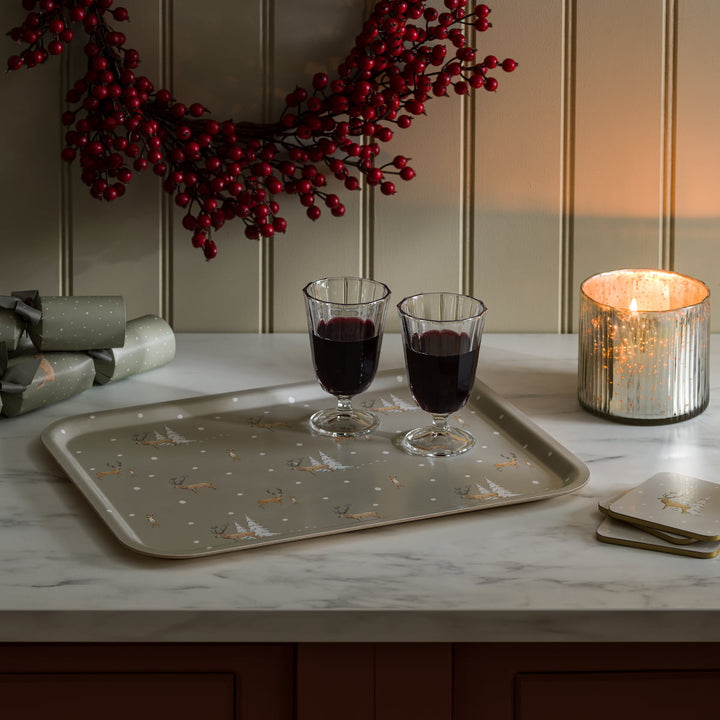 Christmas Stags Large Printed Tray