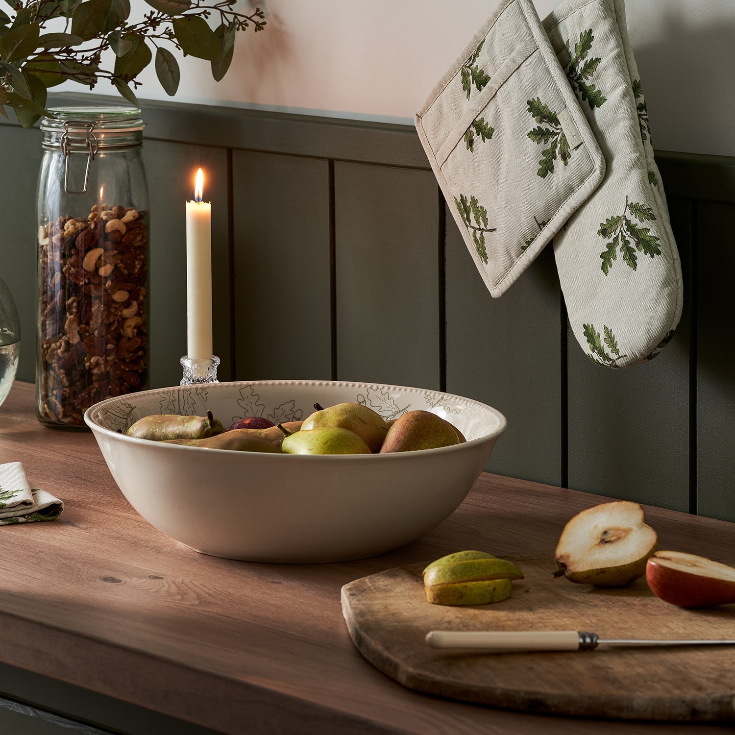 Acorn & Oak Leaves Stoneware Serving Bowl by Sophie Allport