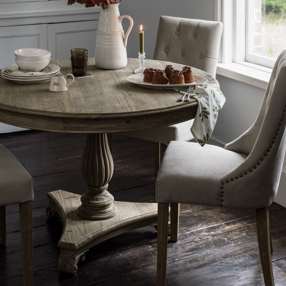 Witham Carved Dining Table - Round