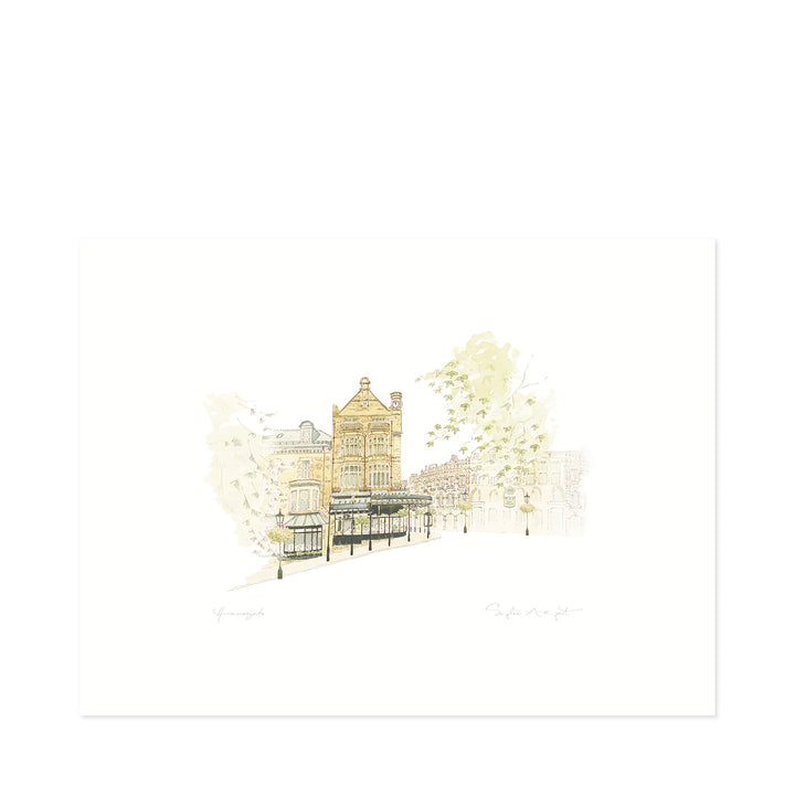 Illustration of Harrogate's iconic tea room by Sophie Allport