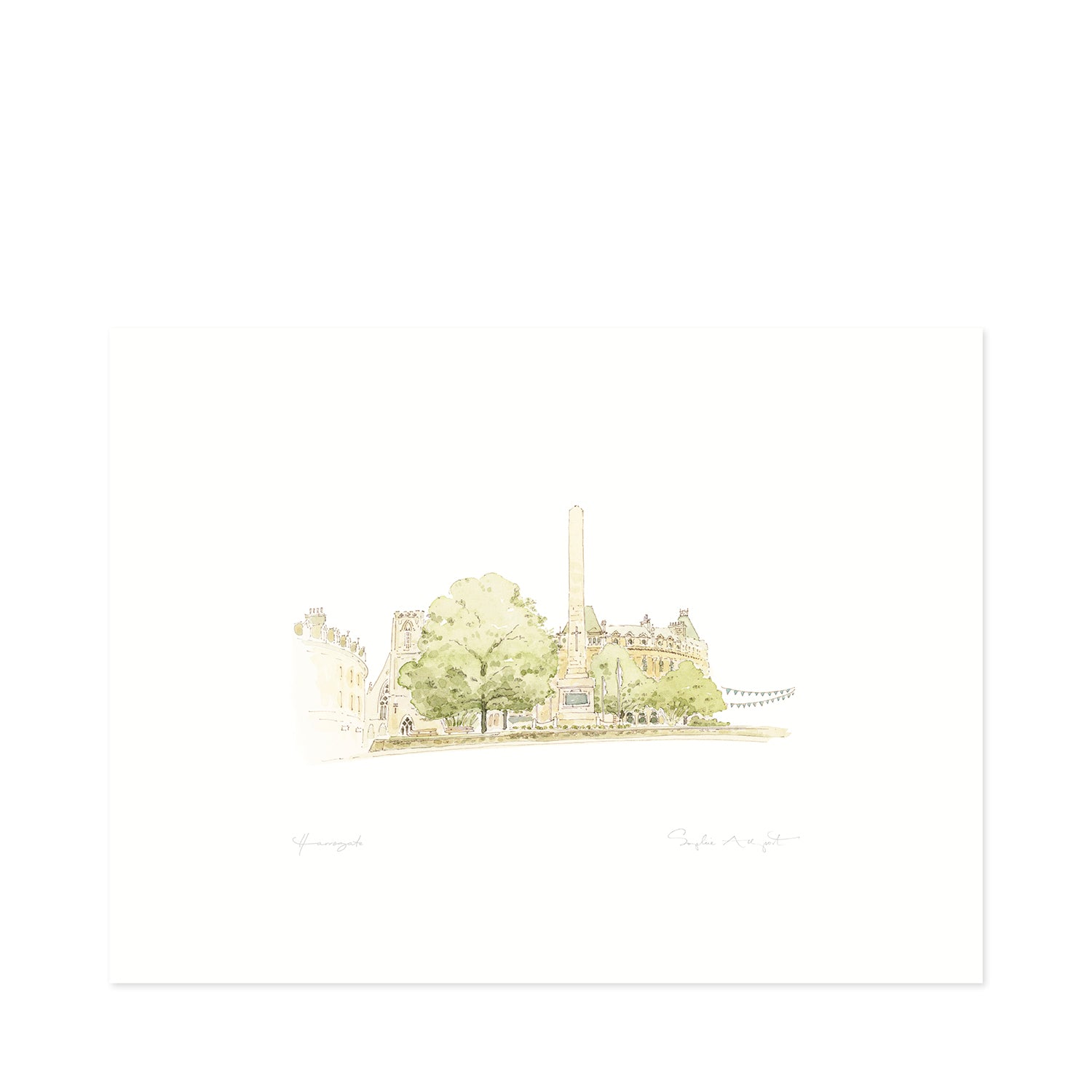 Watercolour illustration of Harrogate Cenotaph  by Sophie Allport