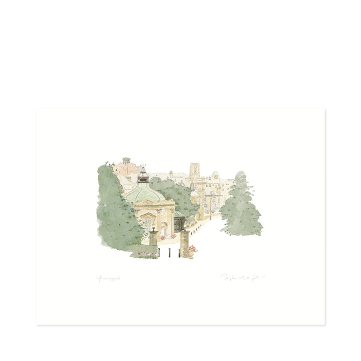 Harrogate Pump Room illustration and water colour painting by Sophie Allport
