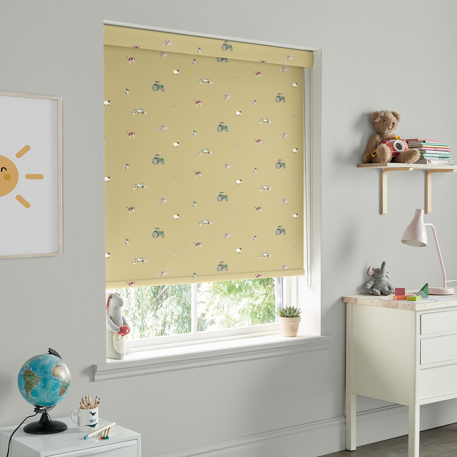 On the Farm Mustard Made to Measure Roller Blind by Sophie Allport