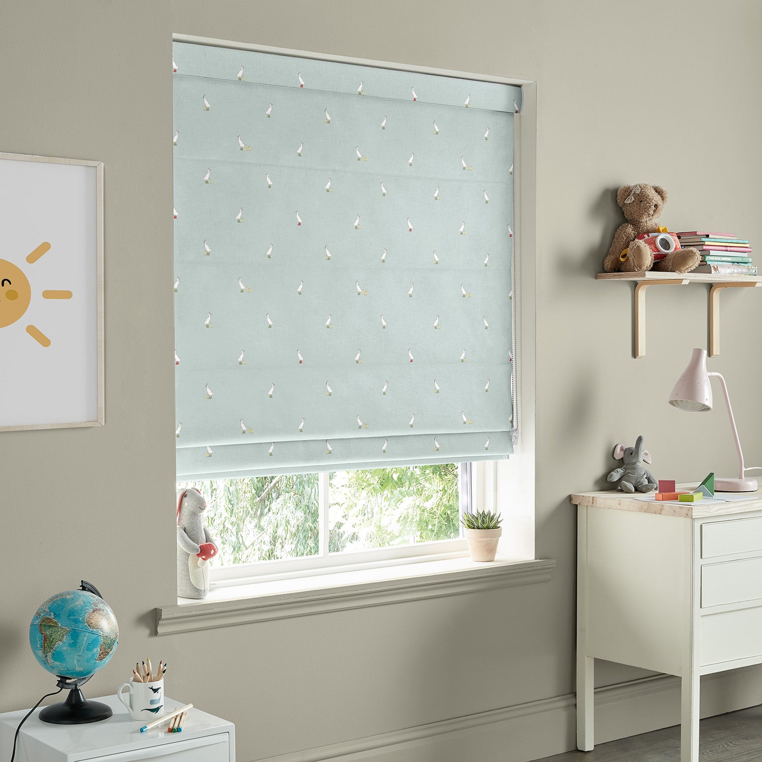 Runner Duck Blue Made to Measure Roman Blind by Sophie Allport