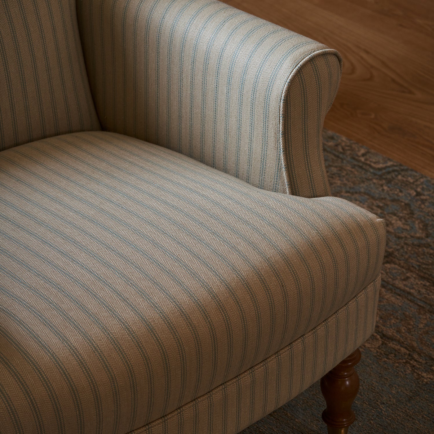 Hambleton Armchair - Burley Blue Stripe by Sophie Allport
