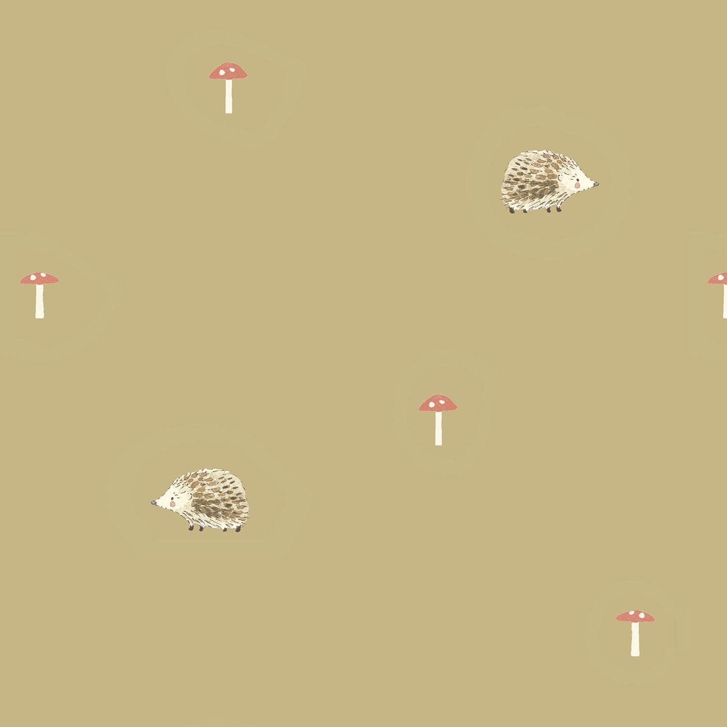 Hedgehogs Mustard Curtains/Roman Blind Sample by Sophie Allport