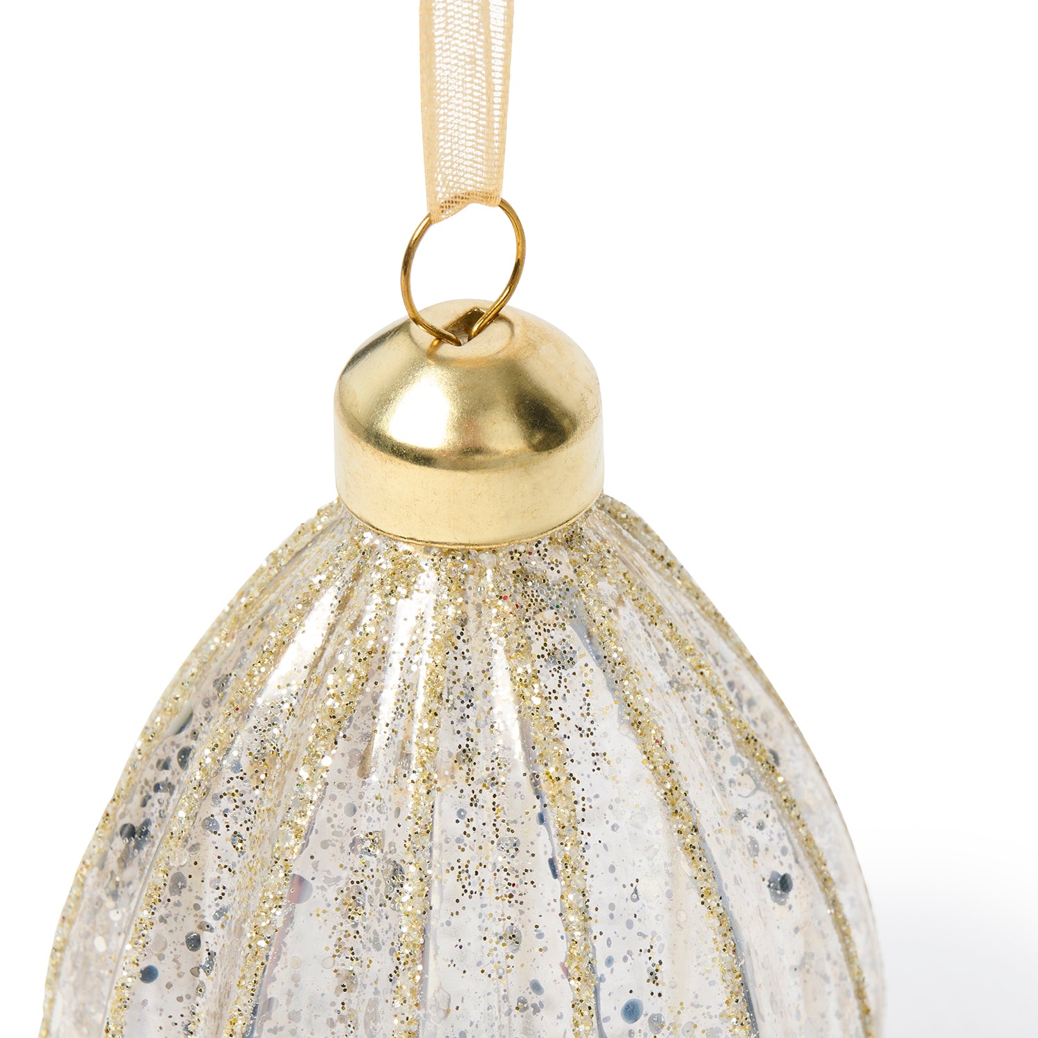 Champagne Glitter Glass Finial Bauble