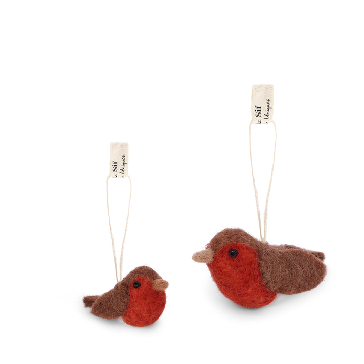 Robin Felt Baubles (Set of 2)