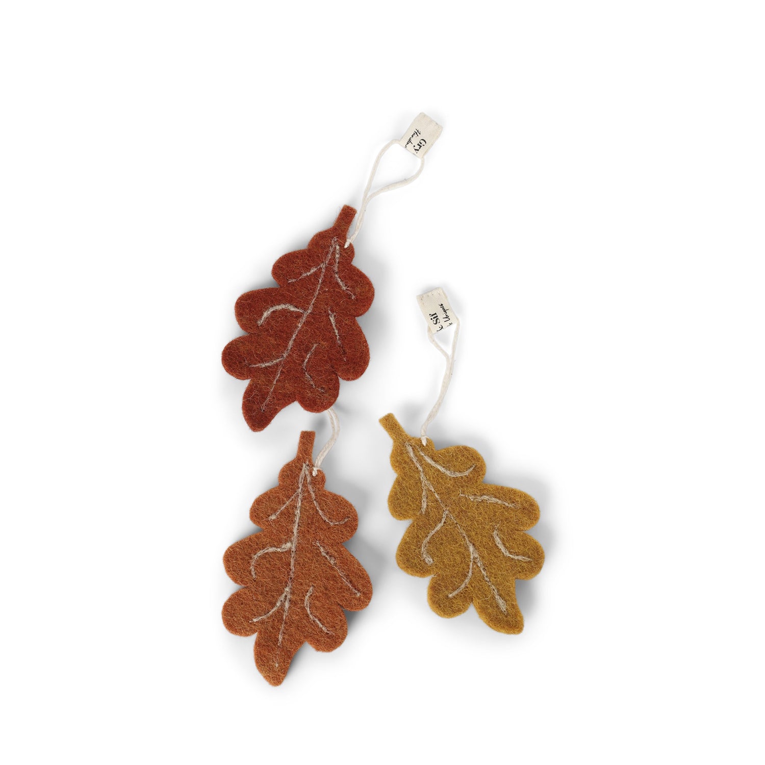 Oak Leaf Felt Baubles (Set of 3)