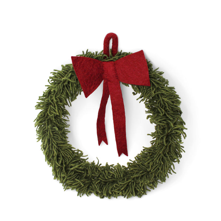 Red Bow Felt Wreath
