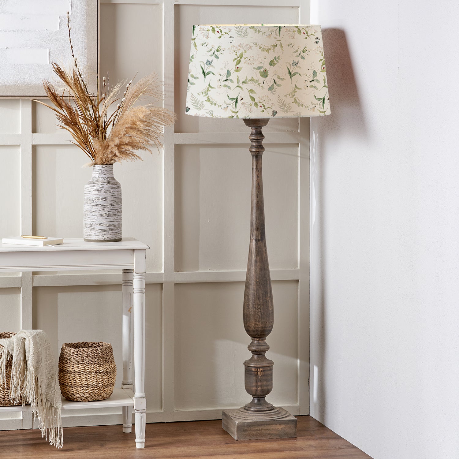Langham Turned Wood Floor Lamp Base