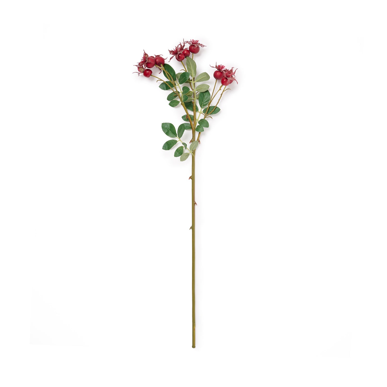 Faux Red Rose Hip Branch