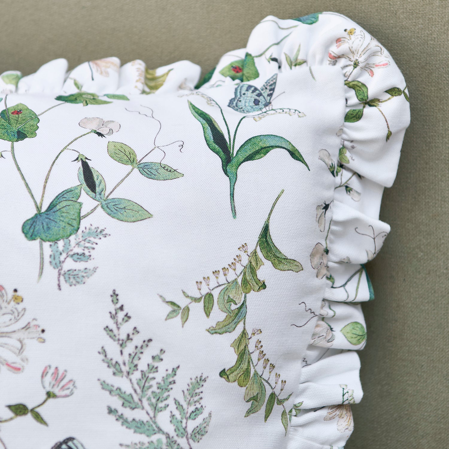 Wild Floral Frill Edge Cushion