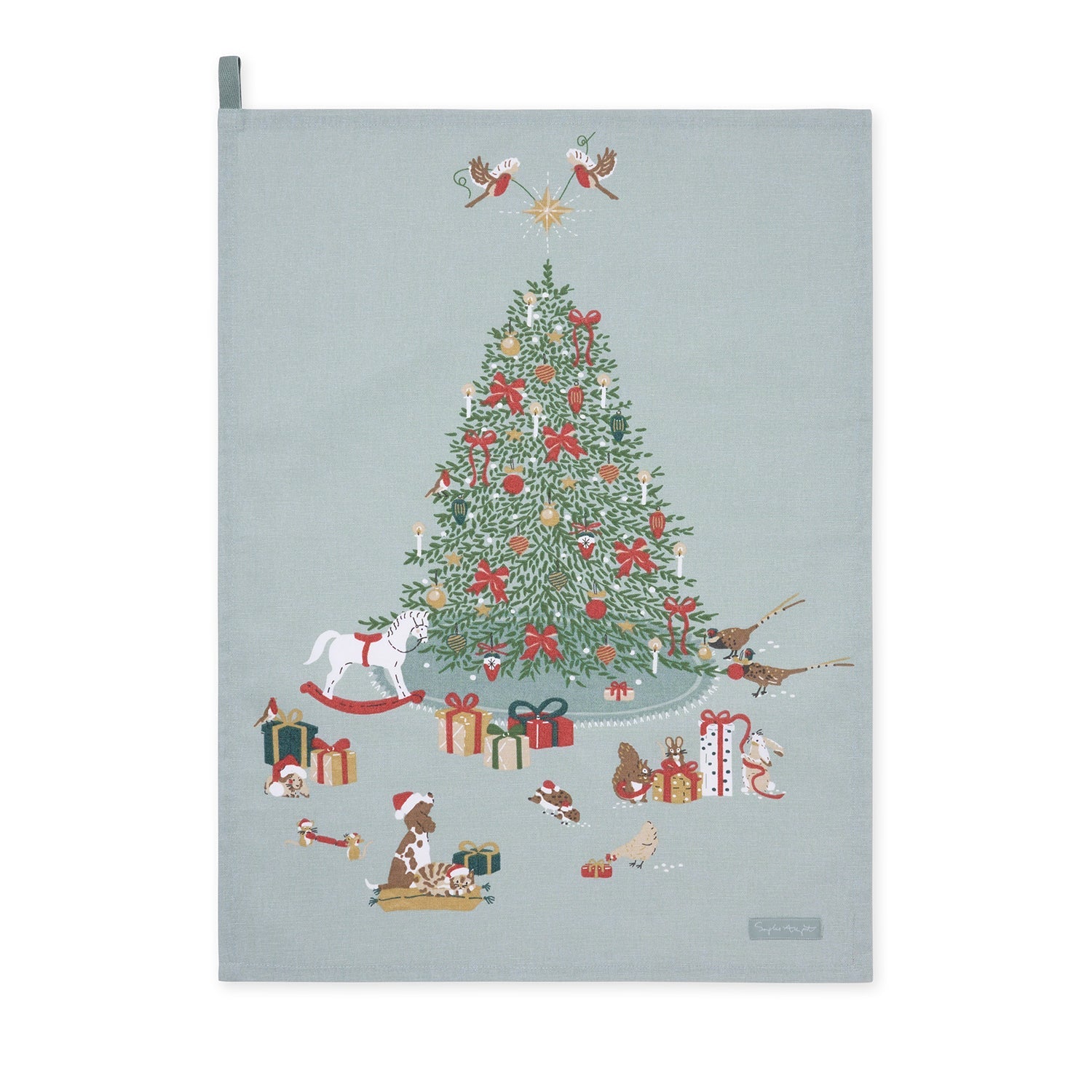 Cosy Christmas Scene Tea Towel