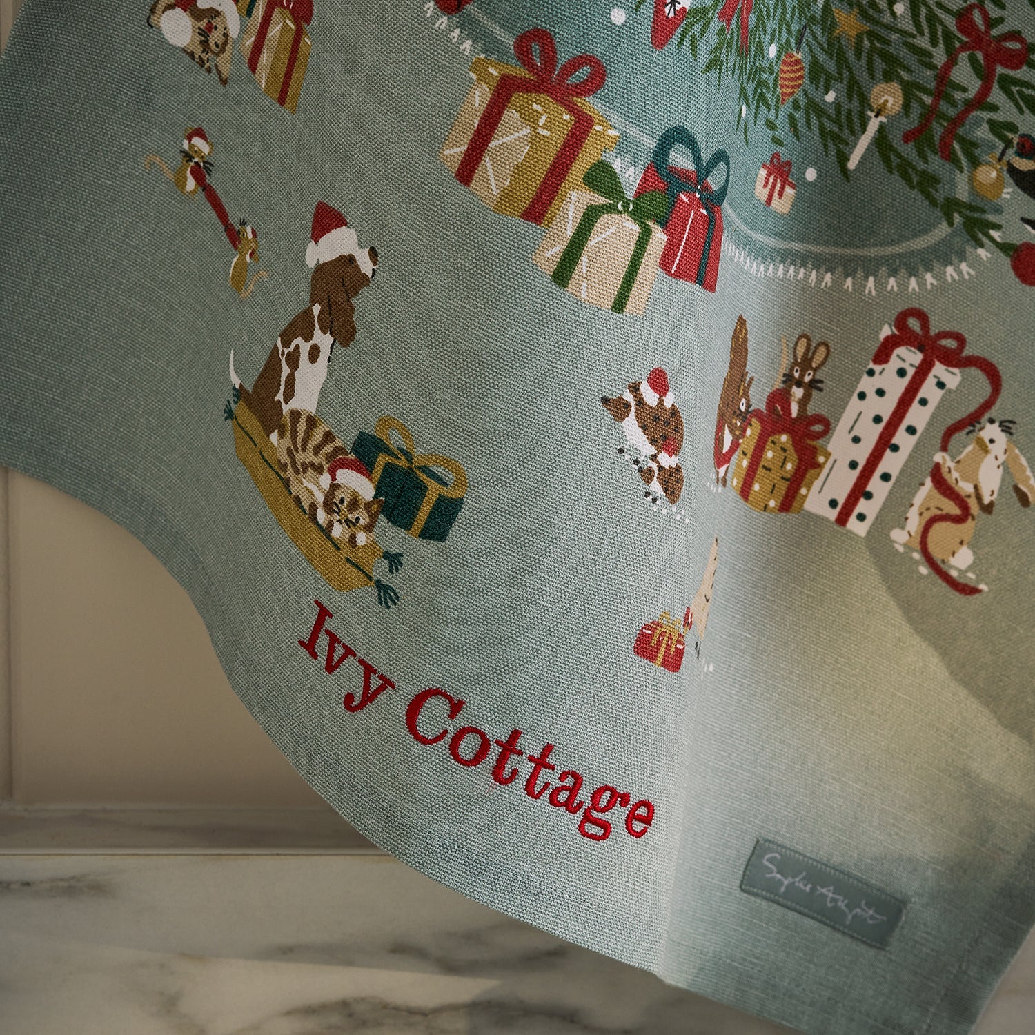 Cosy Christmas Scene Tea Towel