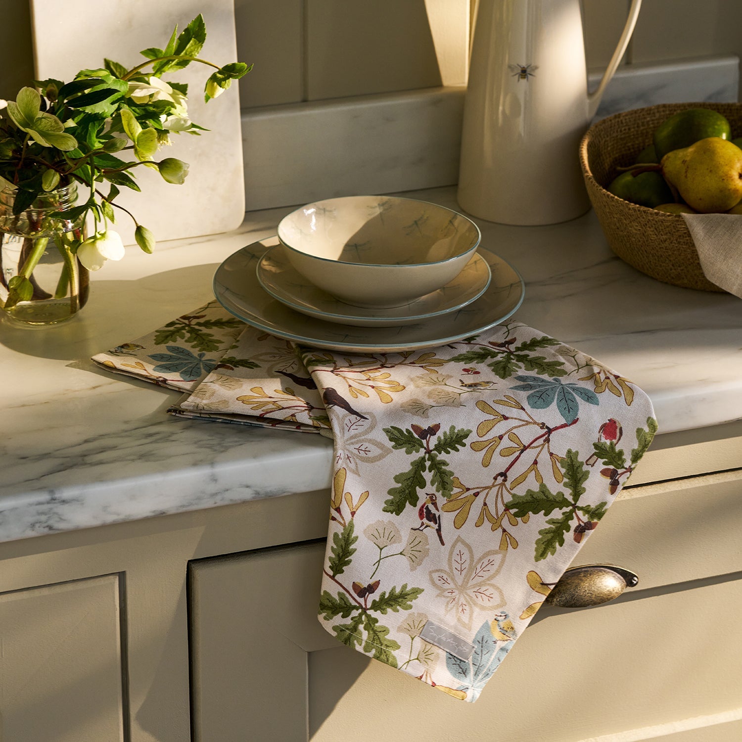 Orchard Birds Tea Towel