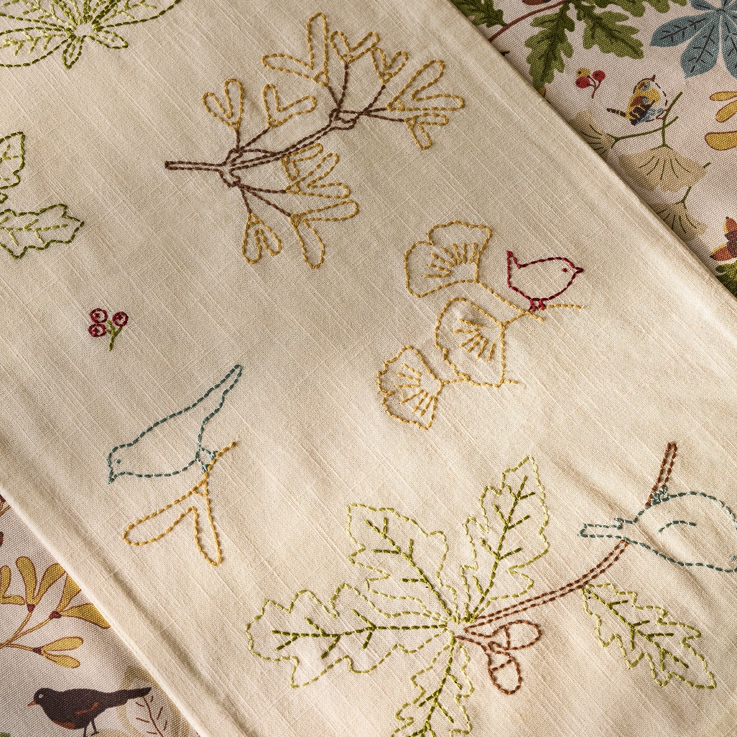 Orchard Birds Embroidered Table Runner