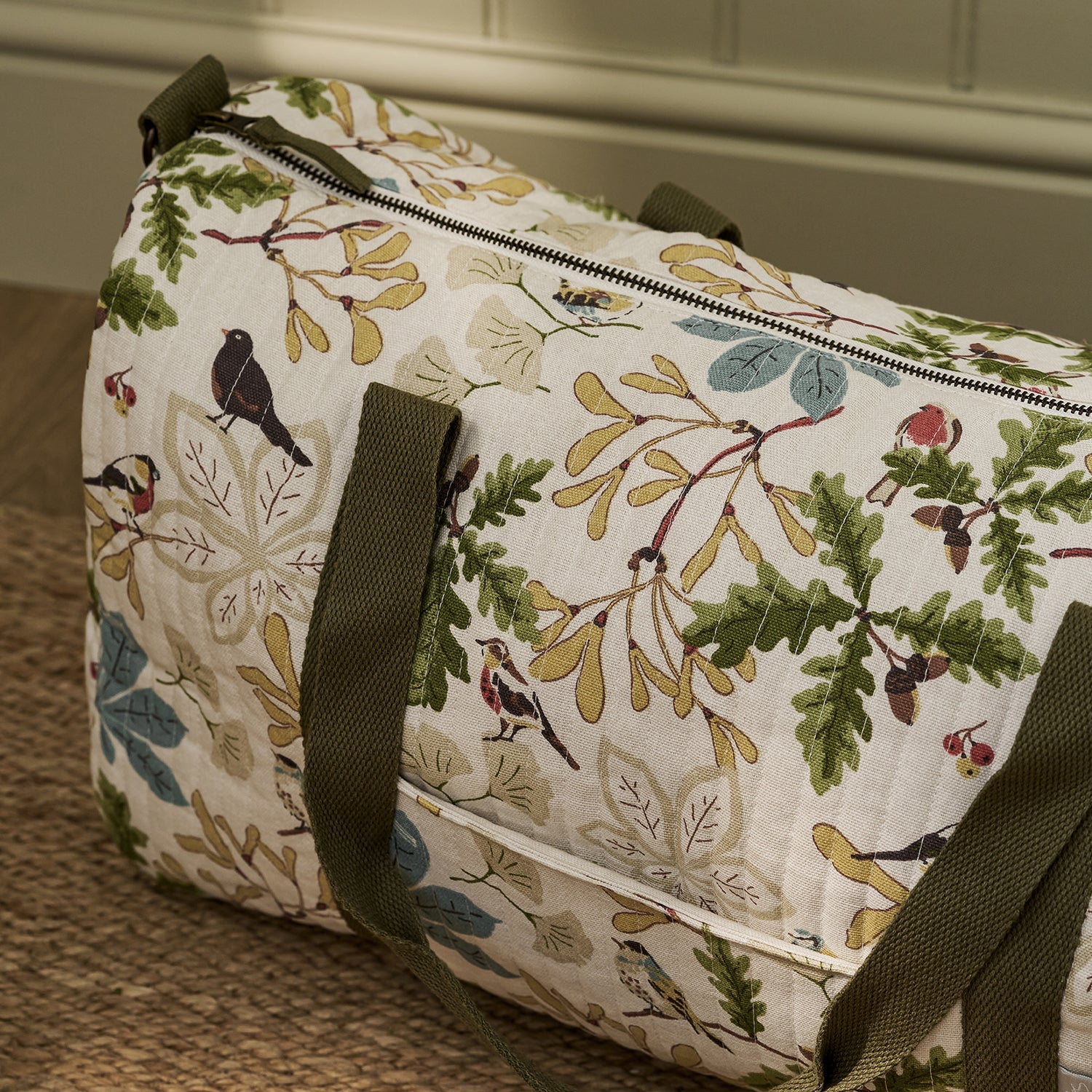 Orchard Birds Quilted Weekend Bag