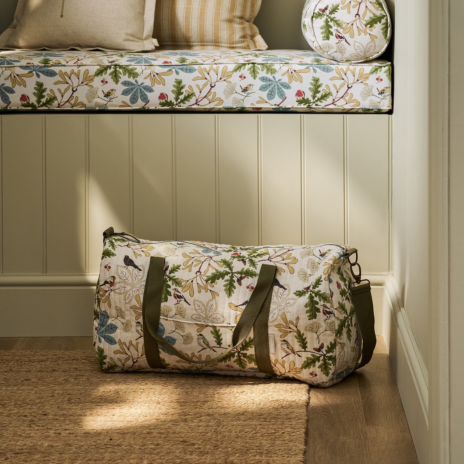 Orchard Birds Quilted Weekend Bag