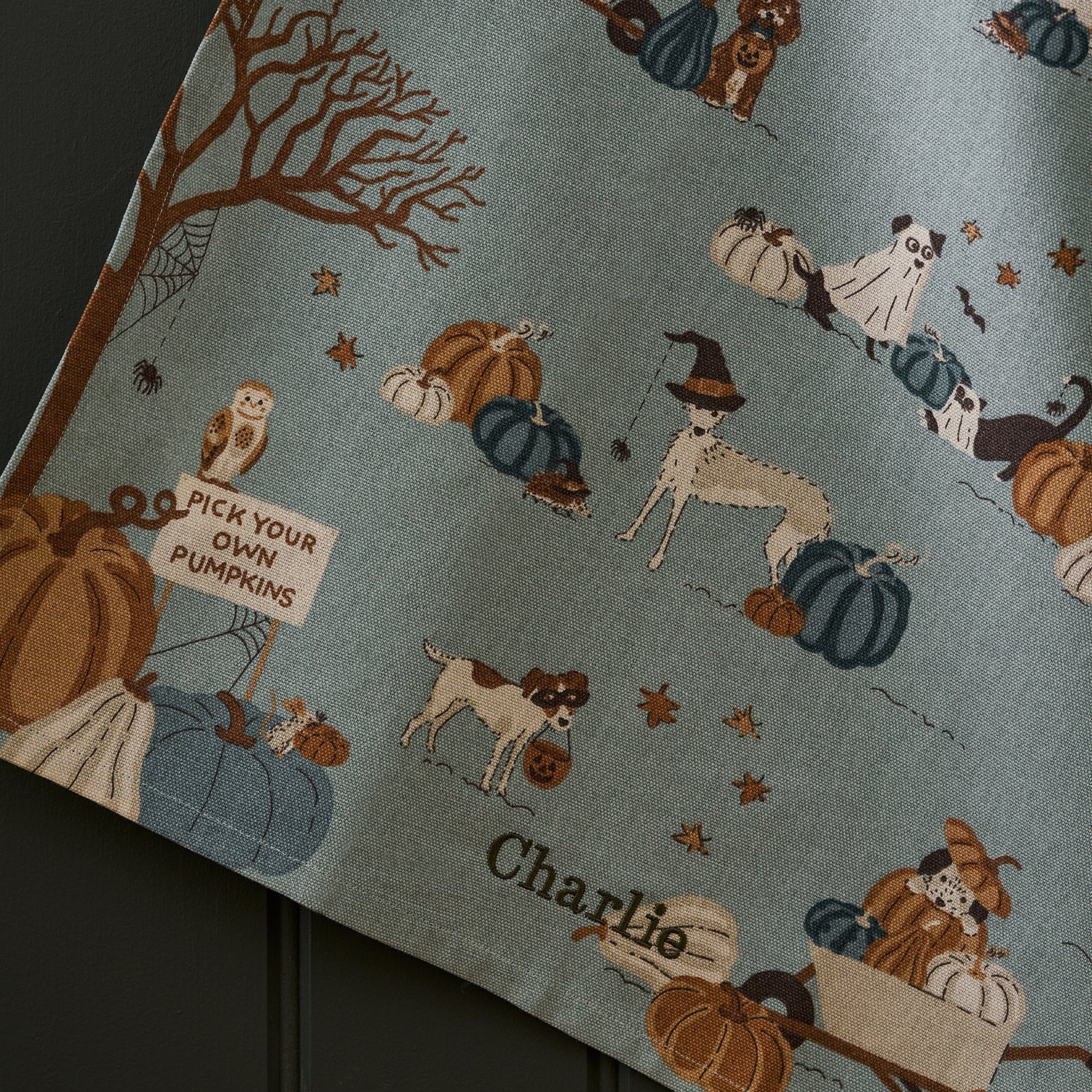 Paws & Pumpkins Scene Tea Towel