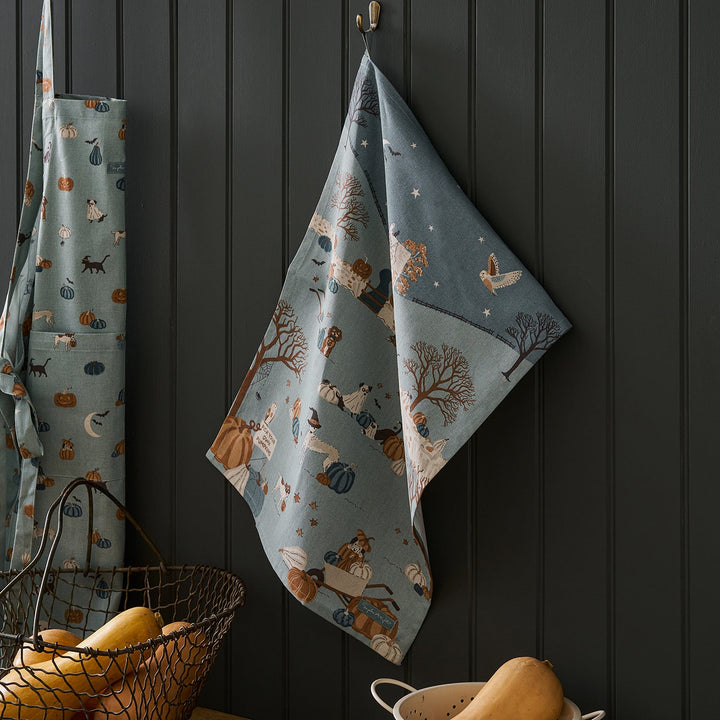 Paws & Pumpkins Scene Tea Towel