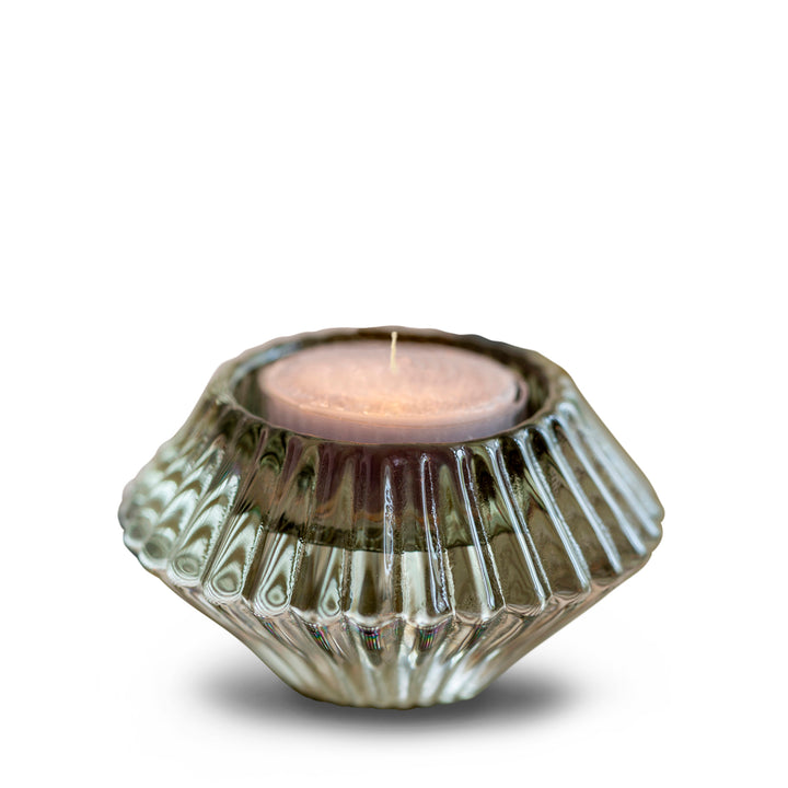 Light Green Glass Candlestick Duo