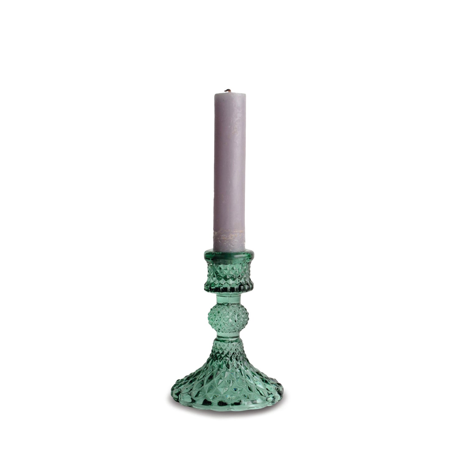 Green Harlequin Glass Candlestick